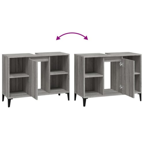 Sink Cabinet Grey Sonoma 80x33x60cm Engineered Wood - Image 9
