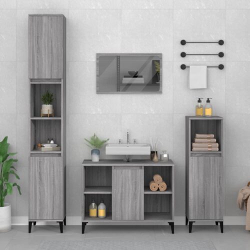 Sink Cabinet Grey Sonoma 80x33x60cm Engineered Wood - Image 12