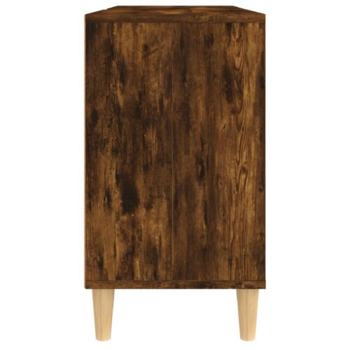 Sink Cabinet Smoked Oak 80x33x60cm Engineered Wood - Image 8