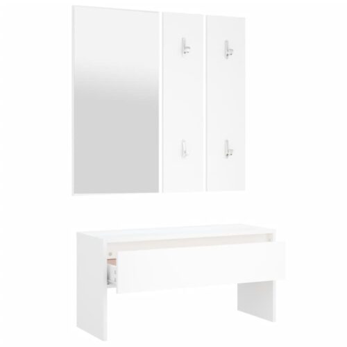 Hallway Furniture Set White Engineered Wood - Image 5