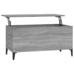 Lift Up Coffee Table Wooden Sofa Lounge Side Lamp Shelf Storage Smoked Grey 90cm