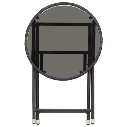 Folding Glass Garden Table Wicker Rattan Outdoor Lounge Coffee Tray Stand 60cm - Image 4