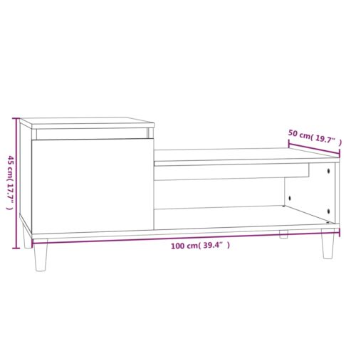 Coffee Table Grey Sonoma 100x50x45cm Engineered Wood - Image 10