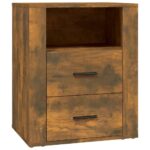 Bedside Cabinet Smoked Oak 50x36x60cm Engineered Wood