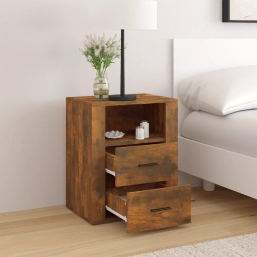 Bedside Cabinet Smoked Oak 50x36x60cm Engineered Wood - Image 3