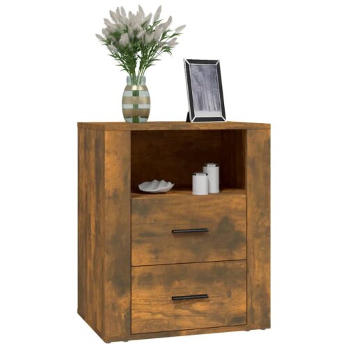 Bedside Cabinet Smoked Oak 50x36x60cm Engineered Wood - Image 4