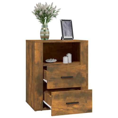Bedside Cabinet Smoked Oak 50x36x60cm Engineered Wood - Image 5