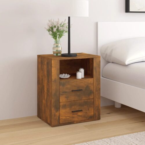 Bedside Cabinet Smoked Oak 50x36x60cm Engineered Wood - Image 12