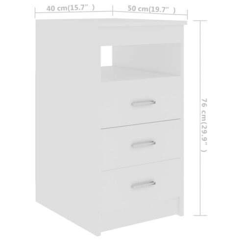 Drawer Cabinet White 40x50x76cm Engineered Wood - Image 6