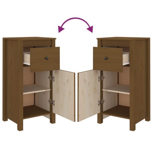 Sideboards 2pcs Honey Brown 40x35x80cm Solid Wood Pine - Image 7