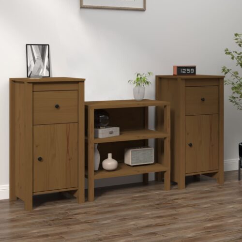 Sideboards 2pcs Honey Brown 40x35x80cm Solid Wood Pine - Image 12