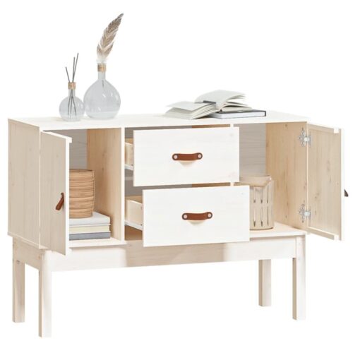 Sideboard White 110x40x78cm Solid Wood Pine - Image 4