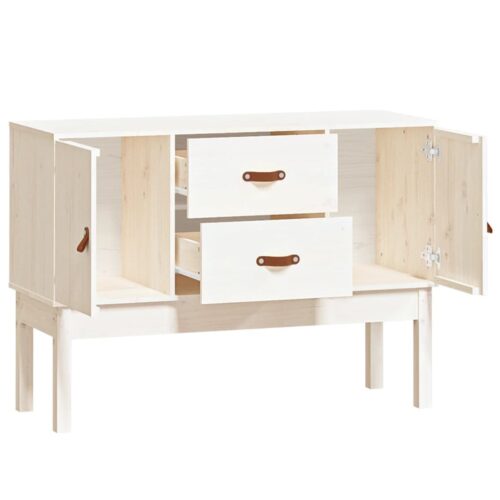 Sideboard White 110x40x78cm Solid Wood Pine - Image 6