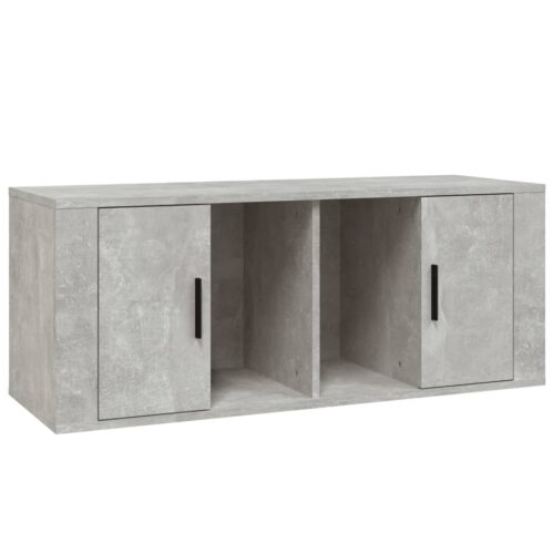 TV Cabinet Concrete Grey 100x35x40cm Engineered Wood - Image 2
