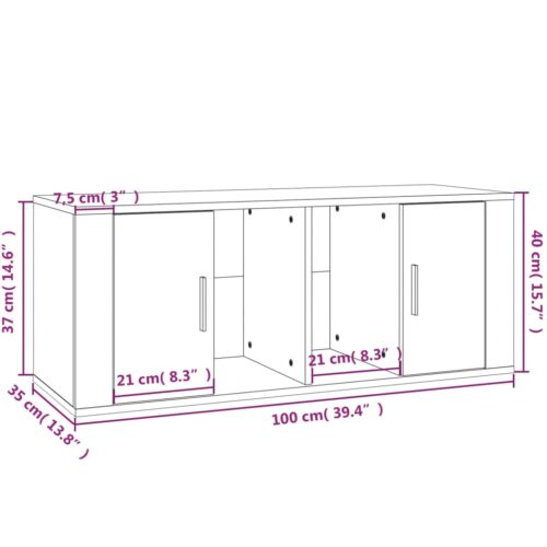 TV Cabinet Concrete Grey 100x35x40cm Engineered Wood - Image 9