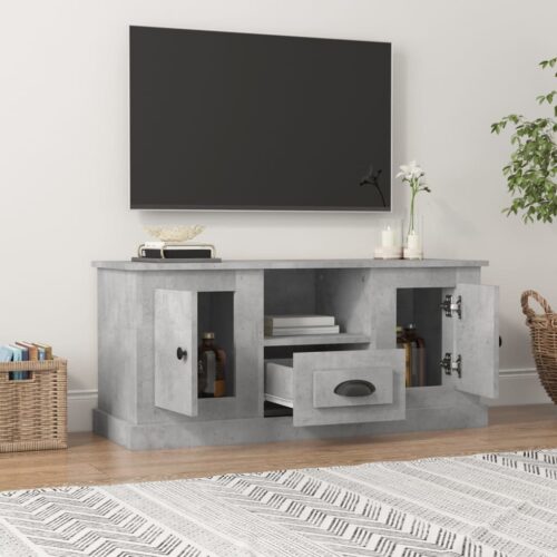 TV Cabinet Concrete Grey 100x35.5x45cm Engineered Wood - Image 3