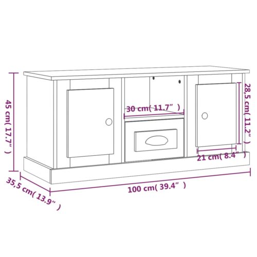 TV Cabinet Concrete Grey 100x35.5x45cm Engineered Wood - Image 10