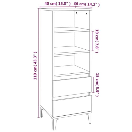 Highboard Grey Sonoma 40x36x110cm Engineered Wood - Image 9