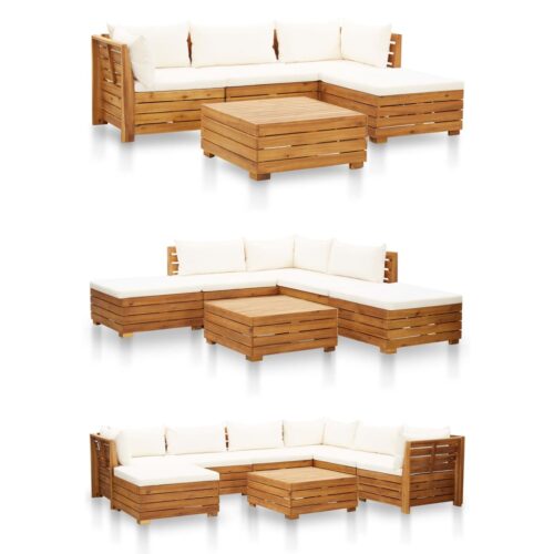 Sectional Footrest 1 pc with Cushion Solid Acacia Wood - Image 8