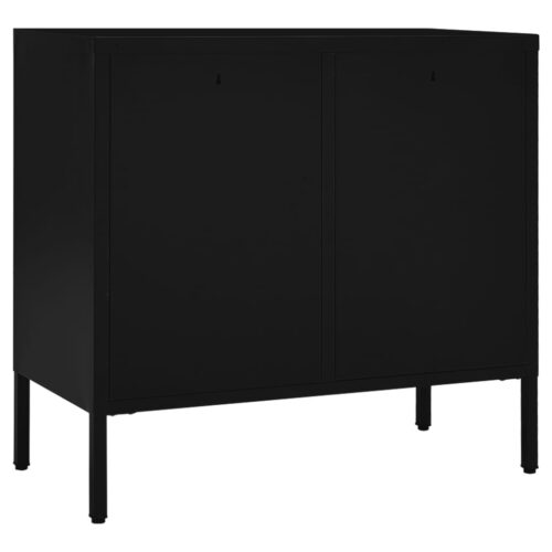 Steel Glass Sideboard Buffet Cabinet Storage Rack Display Shelf Cupboard Black - Image 5