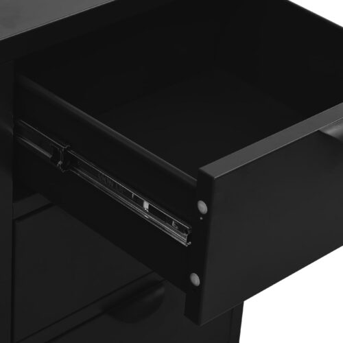 Steel Glass Sideboard Buffet Cabinet Storage Rack Display Shelf Cupboard Black - Image 8