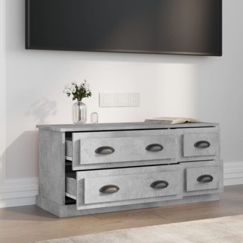 TV Cabinet Concrete Grey 100x35.5x45cm Engineered Wood - Image 3