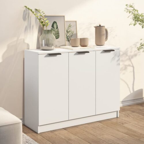 Sideboard White 90.5x30x70cm Engineered Wood - Image 3