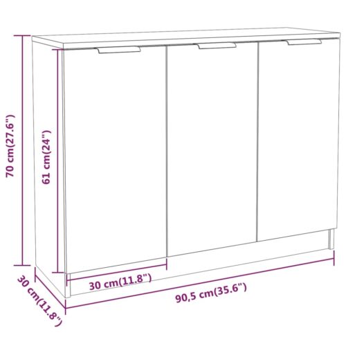 Sideboard White 90.5x30x70cm Engineered Wood - Image 9