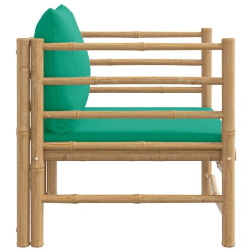 Garden Sofa with Green Cushions Bamboo - Image 4