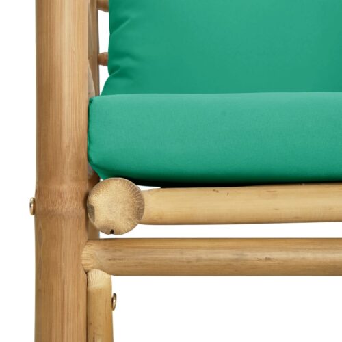 Garden Sofa with Green Cushions Bamboo - Image 6