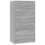 6-Drawers Wooden Buffet Sideboard Cabinet Storage Shelf Cupboard Tallboy Dresser Sonoma Grey