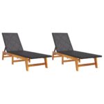 2x Wicker Rattan Outdoor Sun Loungers Patio Garden Recliner Pool Lounge Chairs