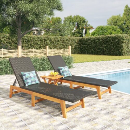 2x Wicker Rattan Outdoor Sun Loungers Patio Garden Recliner Pool Lounge Chairs - Image 11