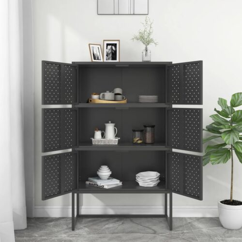 Highboard Anthracite 80x35x135cm Steel - Image 3