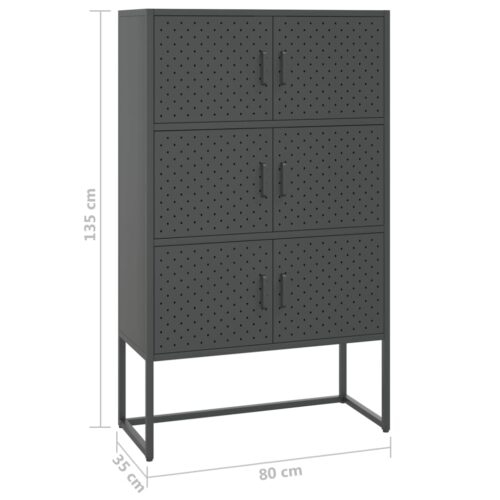 Highboard Anthracite 80x35x135cm Steel - Image 11