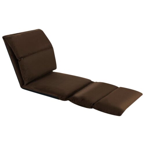Folding Floor Chair Brown Microfibre - Image 3