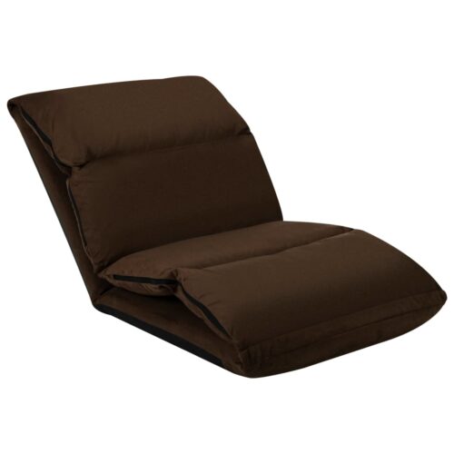 Folding Floor Chair Brown Microfibre - Image 4