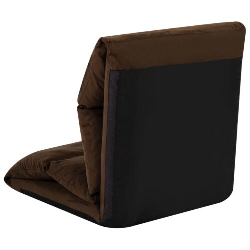 Folding Floor Chair Brown Microfibre - Image 7