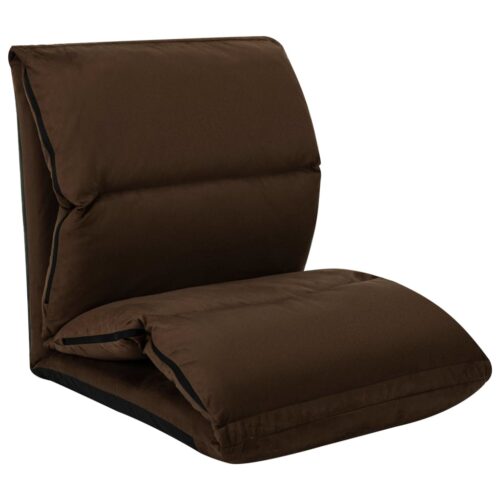 Folding Floor Chair Brown Microfibre - Image 9