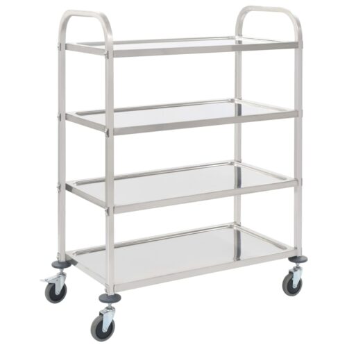 4-Tier Kitchen Trolley 107x55x125cm Stainless Steel