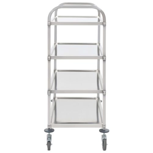 4-Tier Kitchen Trolley 107x55x125cm Stainless Steel - Image 3