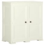 Wooden Plastic Cabinet Clothes Storage Shelf Rack Wardrobe Cupboard Vanilla Ice 79x43x85.5cm