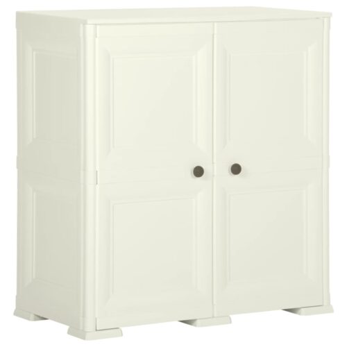 Wooden Plastic Cabinet Clothes Storage Shelf Rack Wardrobe Cupboard Vanilla Ice 79x43x85.5cm