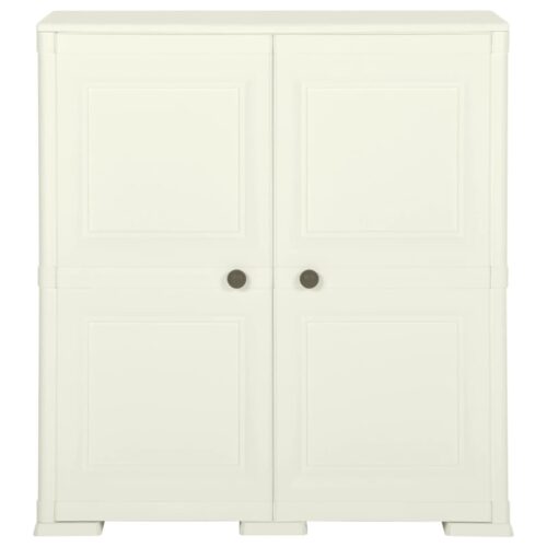 Wooden Plastic Cabinet Clothes Storage Shelf Rack Wardrobe Cupboard Vanilla Ice 79x43x85.5cm - Image 2