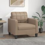Faux Leather Sofa Chair Lounge Accent Single Couch Arm Armchair 60cm Cappuccino