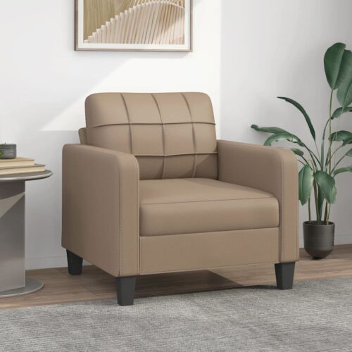 Faux Leather Sofa Chair Lounge Accent Single Couch Arm Armchair 60cm Cappuccino
