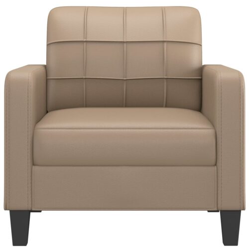 Faux Leather Sofa Chair Lounge Accent Single Couch Arm Armchair 60cm Cappuccino - Image 3
