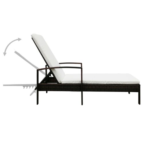Sun Lounger with Cushion Poly Rattan Brown - Image 4