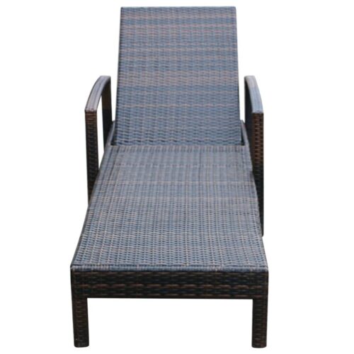 Sun Lounger with Cushion Poly Rattan Brown - Image 5