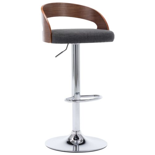 Bar Stools 2pcs Dark Grey Fabric Bentwood - Image 3